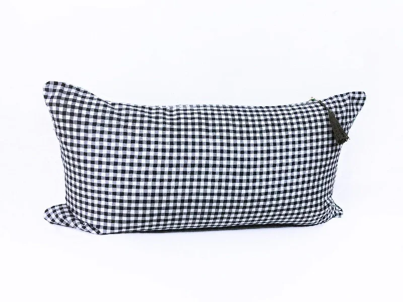 14" x 26" Lumbar Cover in Black Gingham