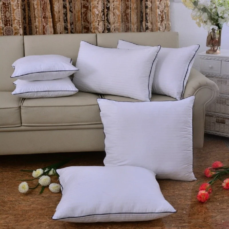 6 PCs Satin Pillows *2 Bed Cushion *2 & Floor Cushion *2 Set-White