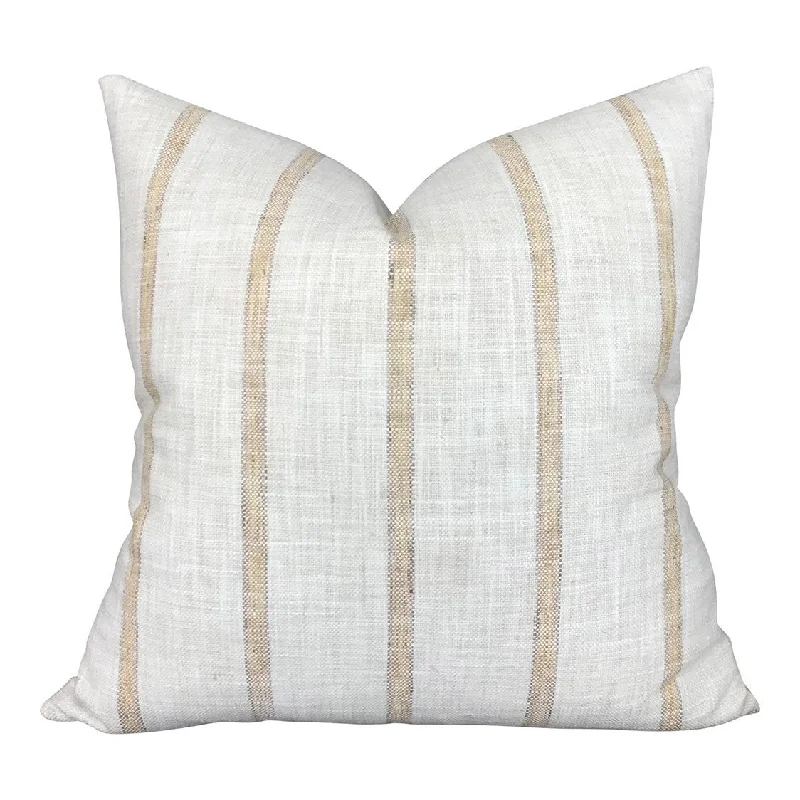 Designer Caleb Yellow Stripe Linen Pillow Cover