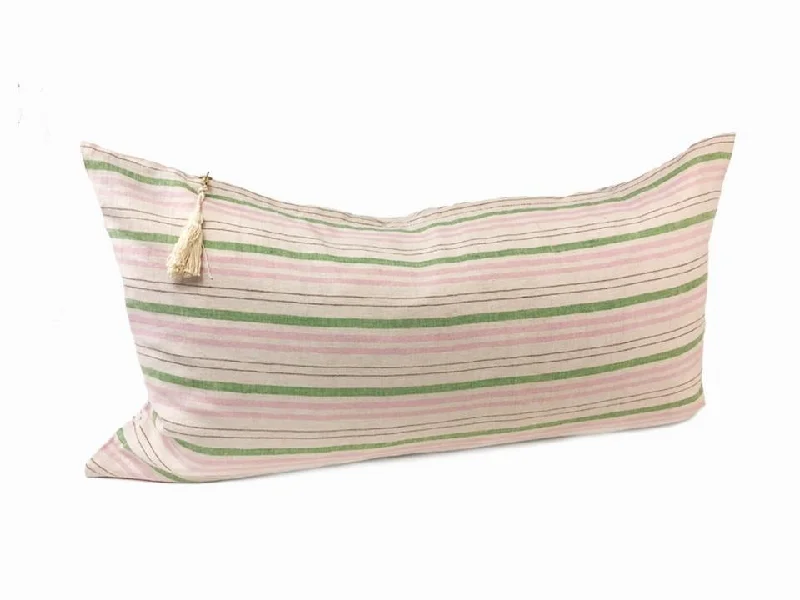 14" x 26" Lumbar Cover in Deauville Pink & Green