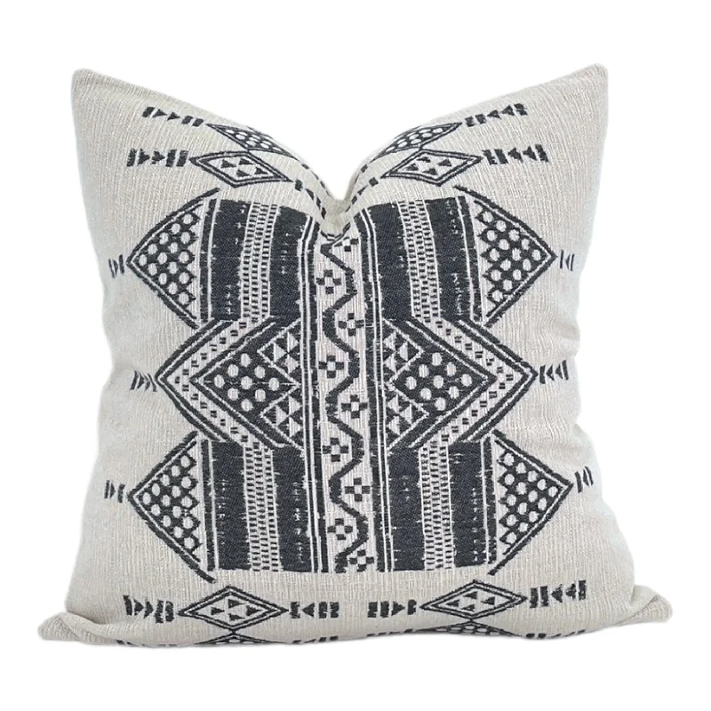 READY TO SHIP 20X20 Peter Dunham Outdoor Pillow Cover // Mombasa Blue on Natural // Designer Pillow// Neutral Outdoor Pillow// Sunbrella