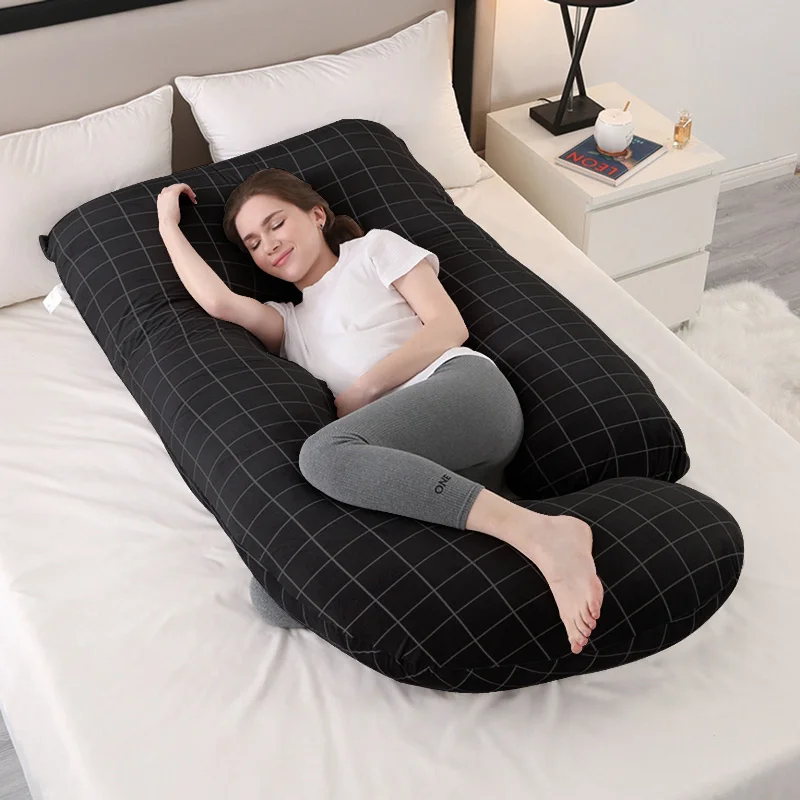 U-Shaped - 100% Premium Quality Maternity Pillows-Black Check