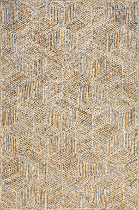 Alisun Jute Hexagon Tiled Rug | Blue