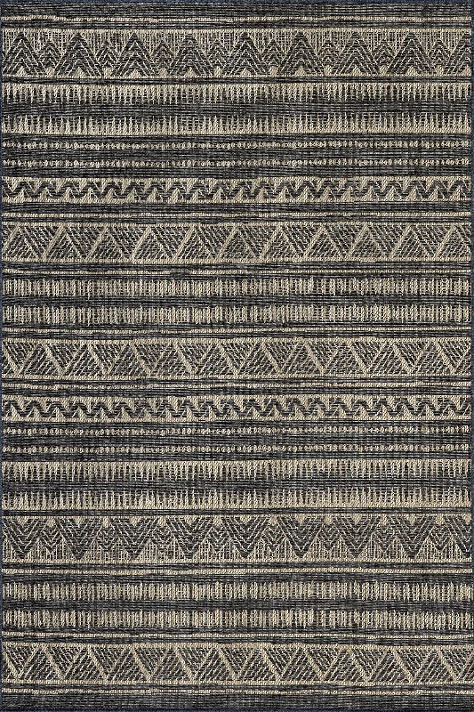 Banded Striped Indoor/Outdoor Rug | Charcoal