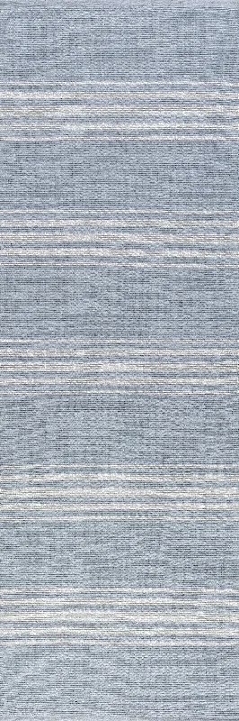 Bergamot Striped Cotton Rug | Blue Grey