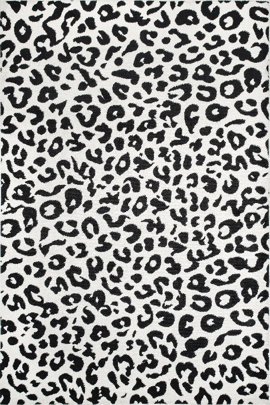 Coraline Leopard Printed Rug | Dark Grey