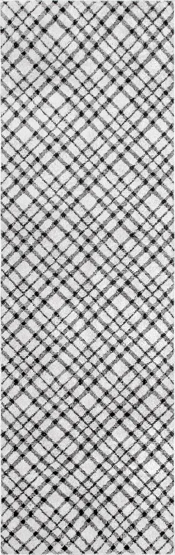 Dina Plaid Washable Rug | Grey