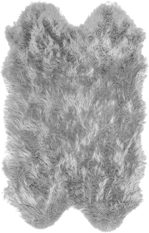 Faux Sheepskin Quarto Shag Rug | Light Grey