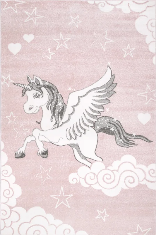 Flying Unicorn Nursery Rug | Pink