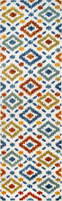 Hatched Trellis Indoor/Outdoor Rug | Blue