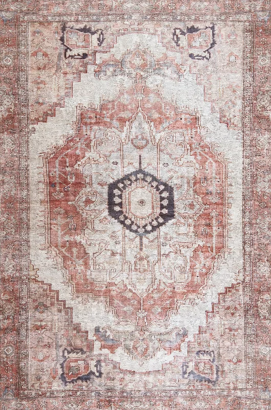 Iris Medallion Washable Rug | Blush