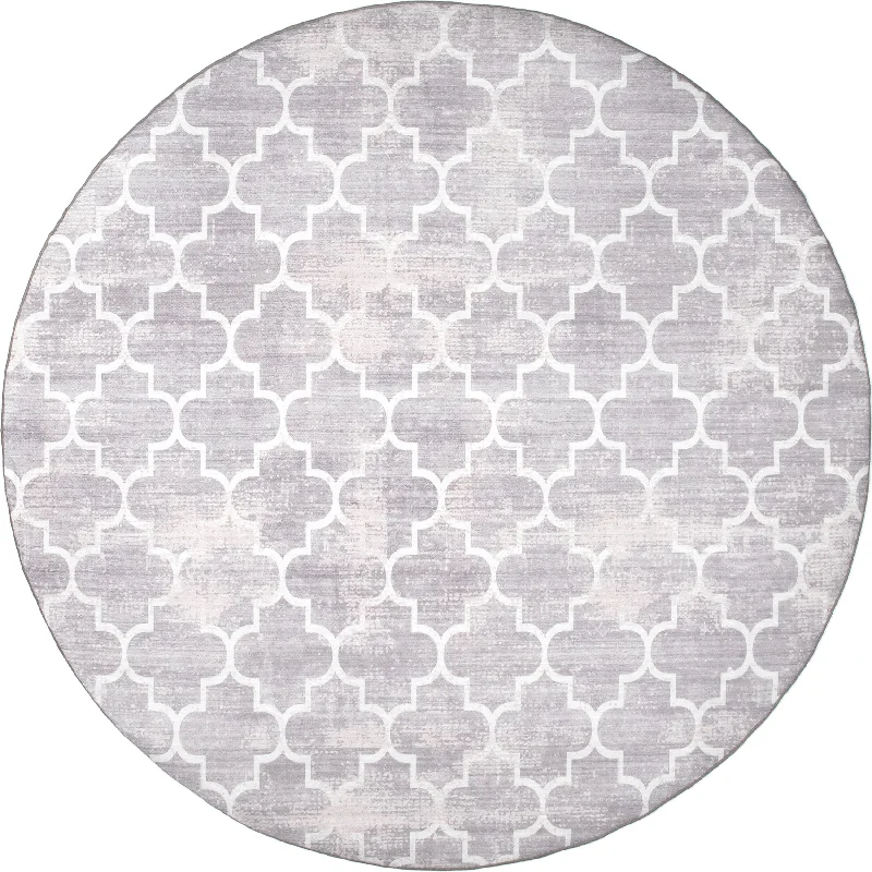 Isabelle Trellis Washable Indoor/Outdoor Rug | Light Grey