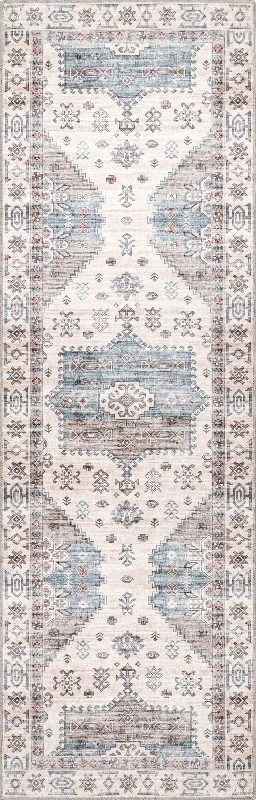 Joyce Medallion Washable Rug | Beige