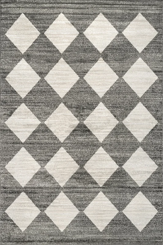 Kayla Checkerboard Tiled Rug | Grey