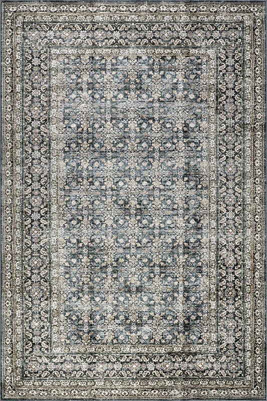 Kenia Medallion Spill Proof Washable Rug | Slate Blue