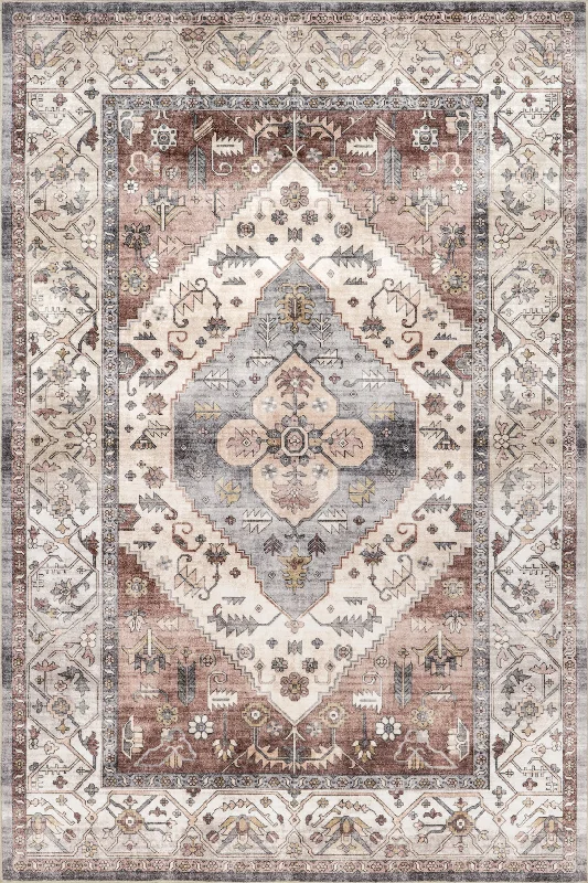 Kitura Medallion Washable Rug | Beige