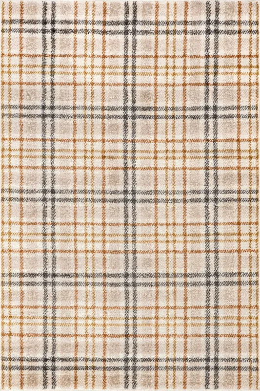 Mirielle Plaid Rug | Orange And Grey