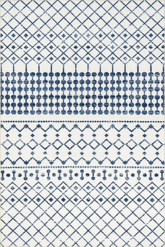 Moroccan Trellis Washable Rug | Blue