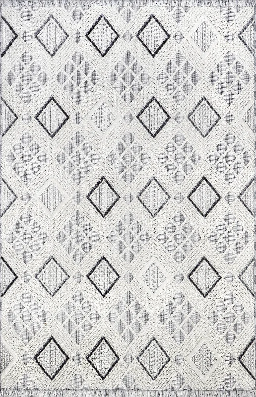 Neha Iridescent Checkered Rug | Grey