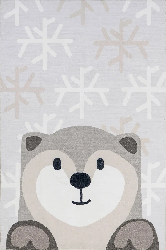 Oana Otter Kids Washable Rug | Light Grey