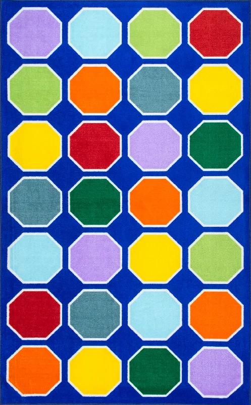 Octagons Printed Rug | Blue