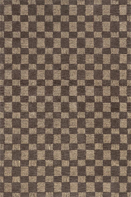 Quince Checked Wool Rug | Grey