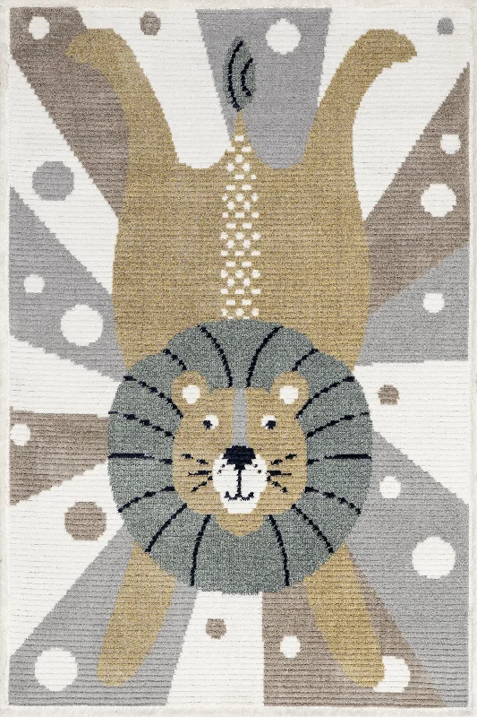 Raelyn Kids Circus Lion Rug | Light Grey