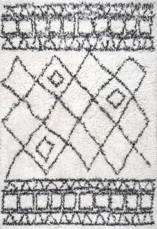 Riffian Lattice Shag Rug | Beige