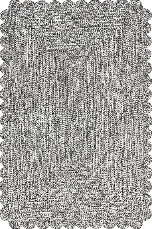 Scalloped Braided Indoor/Outdoor Rug | Black and Grey