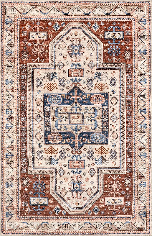 Selma Washable Medallion Rug | Rust