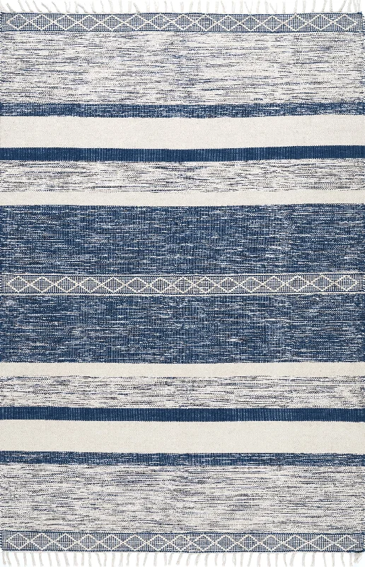 Shaded Striped Fringe Rug | Blue