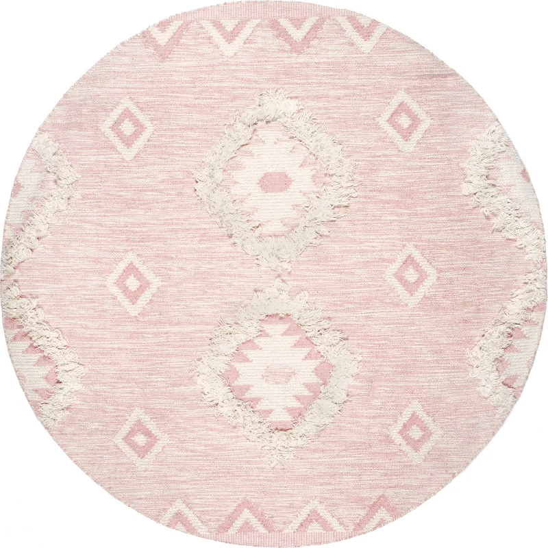 Shaggy Moroccan Lattice Fringe Rug | Pink