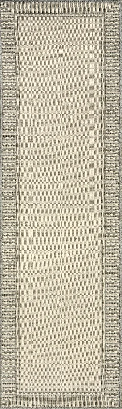 Striped Border Indoor/Outdoor Flatweave Rug | Light Grey