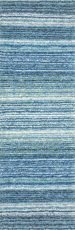 Striped Shaggy Rug | Sky Blue