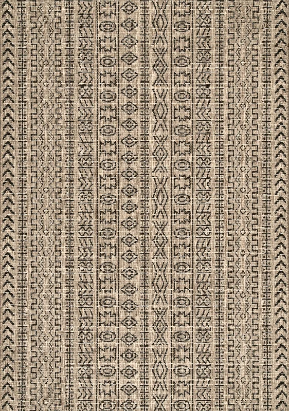 Striped Tribal Indoor/Outdoor Rug | Brown