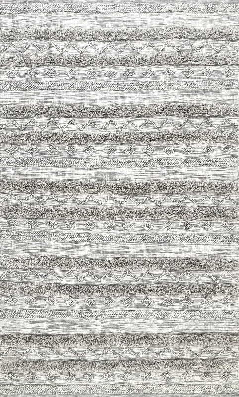 Textured Banded Rug | Grey