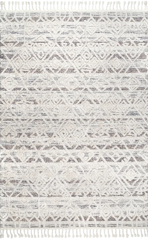 Textured Tasseled Rug | Beige