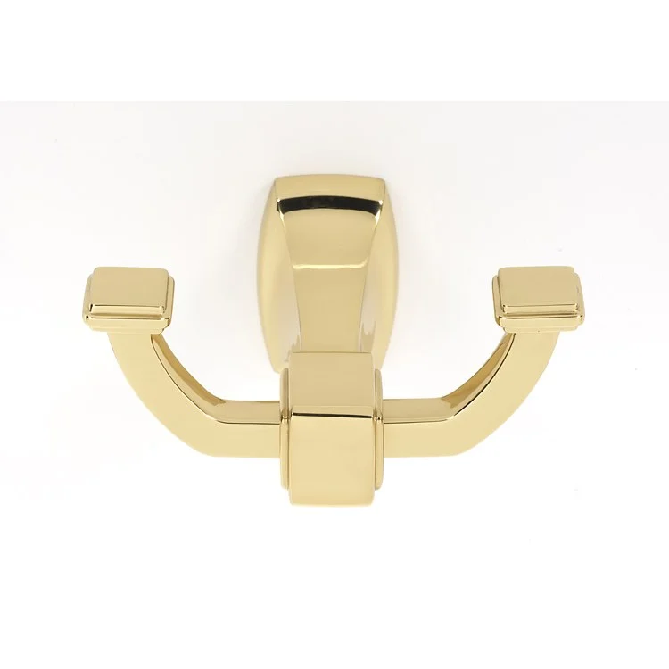 Robe Hook Cube Bath Double Unlacquered Brass 2-3/8 Inch 3-1/16 Inch Wall Mount Brass