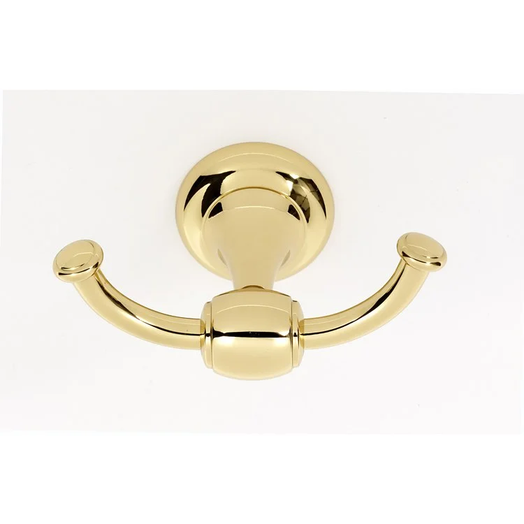 Robe Hook Royale Bath Double Unlacquered Brass 2-3/16 Inch 3-1/8 Inch Wall Mount Brass