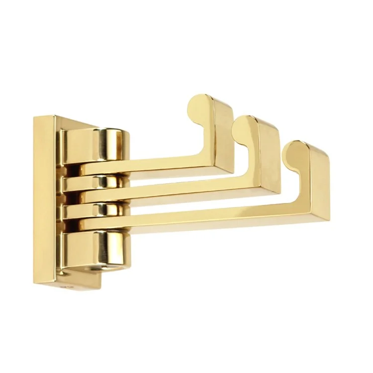 Robe Hook Luna Swivel Polished Brass 2 Inch 3-3/8 Inch Wall Mount Brass