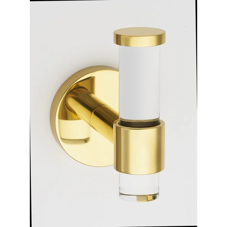 Robe Hook Contemporary Acrylic Bath Unlacquered Brass 3-1/8 Inch 3-1/8 Inch Wall Mount Brass