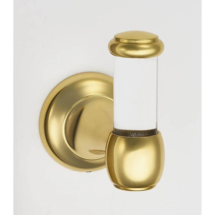 Robe Hook Royale Acrylic Bath Unlacquered Brass 2-5/8 Inch 3-1/8 Inch Wall Mount Brass