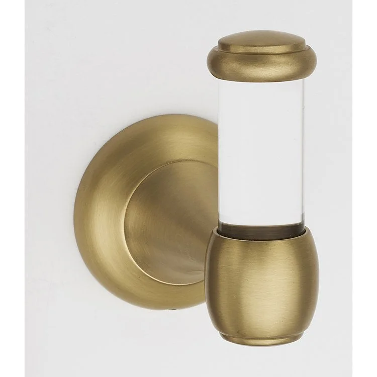 Robe Hook Royale Acrylic Bath Satin Brass 2-5/8 Inch 3-1/8 Inch Wall Mount Brass