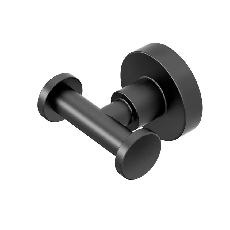 Robe Hook Studio Double Matte Black 3-7/8 Inch 2-2/5 Inch Wall Mount Metal