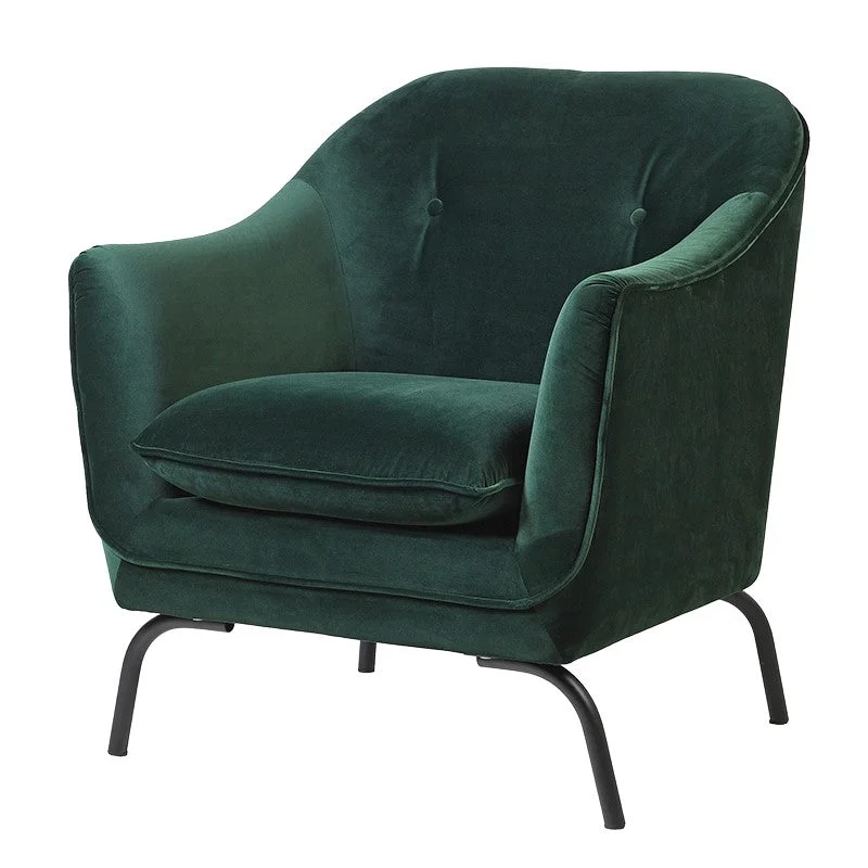 Emerald Green Button Back Velvet Armchair