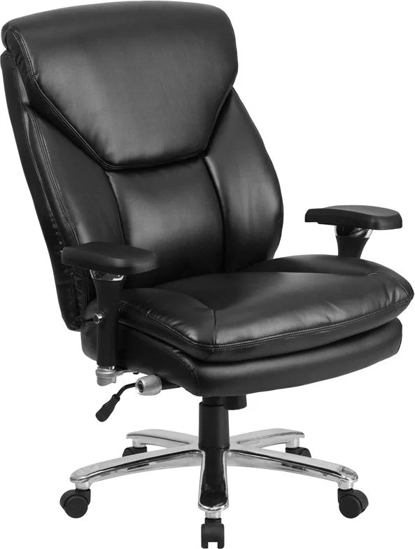 Flash Furniture GO-2085-LEA-GG Hercules Series, Black Leather Executive Swivel Chair With Lumbar Knob