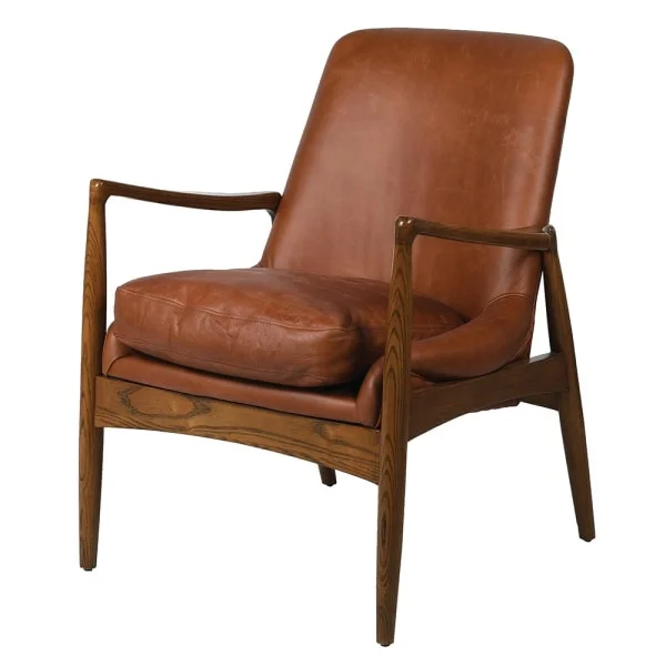 Mid Century Tan Vintage Leather Armchair