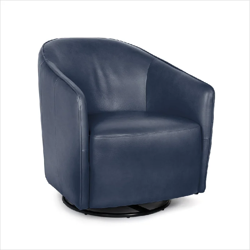 Rene Swivel Chair - Blue Leather