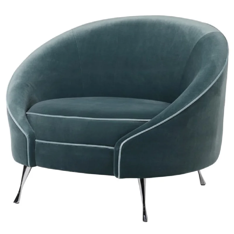 Teal Velvet Curve Back Chair