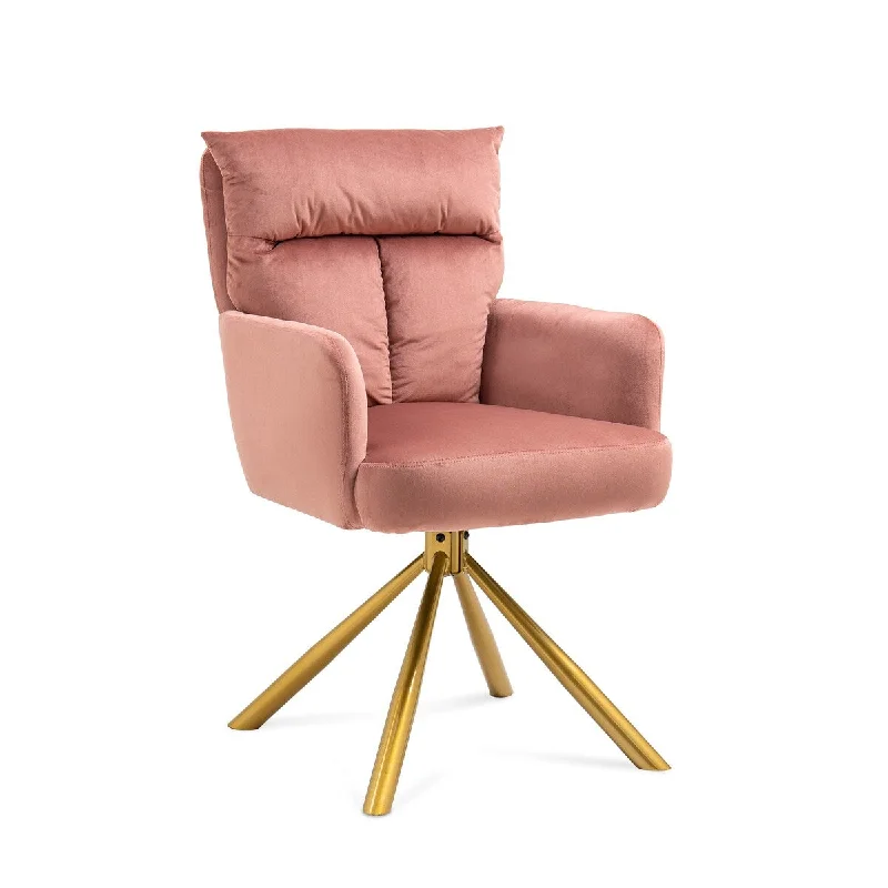 Upholstered Swivel Accent Chair Accent Chair with Metal Base, Pink